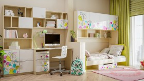 Детская комната Флёр (Белый/корпус Клен) в Крутинке - krutinka.katalogmebeli.com | фото