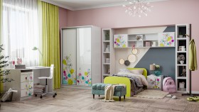 Детская комната Флер (Белый/корпус Выбеленное дерево) в Крутинке - krutinka.katalogmebeli.com | фото