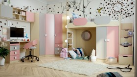 Детская комната Грэйси (Розовый/Серый/корпус Клен) в Крутинке - krutinka.katalogmebeli.com | фото