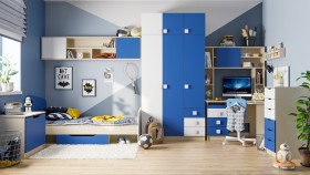 Детская комната Скай (Синий/Белый/корпус Клен) в Крутинке - krutinka.katalogmebeli.com | фото