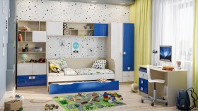 Детская комната Скай Люкс (Синий/Белый/корпус Клен) в Крутинке - krutinka.katalogmebeli.com | фото