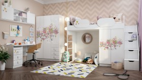Детская комната Совушки (Белый/корпус Выбеленное дерево) в Крутинке - krutinka.katalogmebeli.com | фото