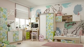 Детская комната Твит (Белый/Зеленый/корпус Клен) в Крутинке - krutinka.katalogmebeli.com | фото