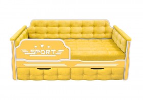 Кровать 160 серии Спорт 2 ящика 74 Жёлтый (мягкие боковые накладки) в Крутинке - krutinka.katalogmebeli.com | фото