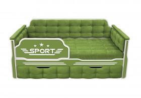 Кровать 170 серии Спорт 2 ящика 76 Зелёный (мягкие боковые накладки) в Крутинке - krutinka.katalogmebeli.com | фото