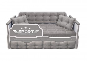 Кровать 190 серии Спорт 2 ящика 45 Серый (подушки) в Крутинке - krutinka.katalogmebeli.com | фото