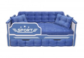 Кровать 190 серии Спорт 2 ящика 85 Синий (подушки) в Крутинке - krutinka.katalogmebeli.com | фото