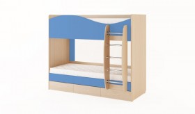 Кровать 2-х ярусная с ящиками (Беленый дуб/Синий) в Крутинке - krutinka.katalogmebeli.com | фото