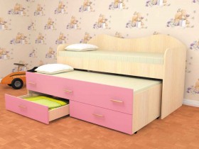 Кровать детская Нимфа двухместная 2.0 Дуб молочный/Розовый в Крутинке - krutinka.katalogmebeli.com | фото