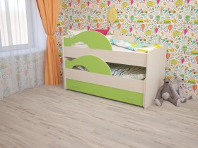 Кровать детская Радуга 1600 Млечный дуб/Салатовый в Крутинке - krutinka.katalogmebeli.com | фото