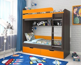 Кровать двухъярусная Юниор-5  Бодего/Оранжевый в Крутинке - krutinka.katalogmebeli.com | фото