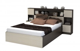 Кровать с прикроватным блоком КР 552 Спальня Basya (венге/белфорт) в Крутинке - krutinka.katalogmebeli.com | фото