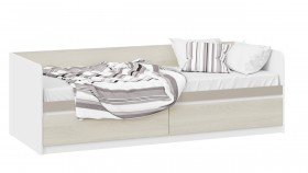 Кровать «Сканди» с 2 ящиками Дуб Гарден/Белый/Глиняный серый в Крутинке - krutinka.katalogmebeli.com | фото