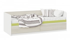Кровать «Сканди» с 2 ящиками Дуб Гарден/Белый/Зеленый в Крутинке - krutinka.katalogmebeli.com | фото