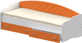 Кровать Софа-7 с мягкой спинкой (800х1900) Белый/Оранжевый в Крутинке - krutinka.katalogmebeli.com | фото