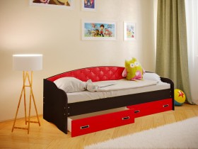 Кровать Софа-7 с мягкой спинкой (800х1900) Венге/Красный в Крутинке - krutinka.katalogmebeli.com | фото