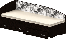 Кровать Софа-9 с мягкой спинкой с рисунком Милана (900х1900) Венге в Крутинке - krutinka.katalogmebeli.com | фото