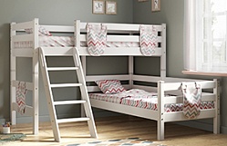 Кровать Соня вариант 8 угловая с наклонной лестницей Белый полупрозрачный в Крутинке - krutinka.katalogmebeli.com | фото