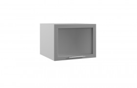 Квадро ГВПГС 600 шкаф верхний горизонтальный глубокий со стеклом высокий (Ваниль кожа/корпус Серый) в Крутинке - krutinka.katalogmebeli.com | фото