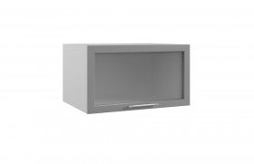 Квадро ГВПГС 800 шкаф верхний горизонтальный глубокий со стеклом высокий (Лунный свет/корпус Серый) в Крутинке - krutinka.katalogmebeli.com | фото