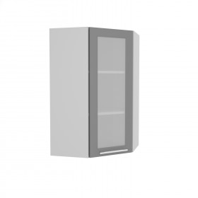 Квадро ВПУС 550 шкаф верхний угловой со стеклом высокий (Черника/корпус Серый) в Крутинке - krutinka.katalogmebeli.com | фото