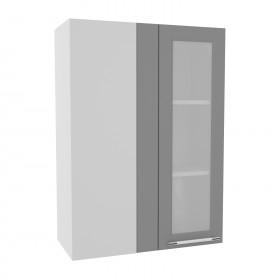 Квадро ВПУС 650 шкаф верхний угловой со стеклом высокий (Черника/корпус Серый) в Крутинке - krutinka.katalogmebeli.com | фото