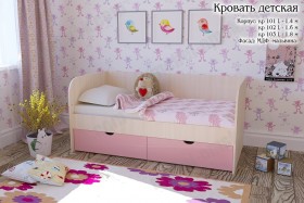 Мальвина Кровать детская 2 ящика 1.6 Розовыйй глянец в Крутинке - krutinka.katalogmebeli.com | фото