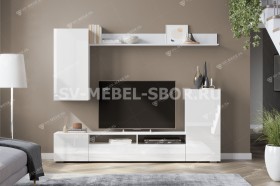 Мебель для гостиной МГС 4 (Белый/Белый глянец) в Крутинке - krutinka.katalogmebeli.com | фото 1