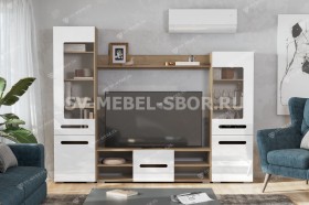 Мебель для гостиной МГС 6 (Исполнение 1/Дуб золотой/Белый глянец) в Крутинке - krutinka.katalogmebeli.com | фото