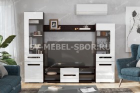 Мебель для гостиной МГС 6 (Исполнение 1/Венге/Белый глянец) в Крутинке - krutinka.katalogmebeli.com | фото