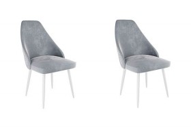 Набор стульев Милан 2 шт (серый велюр/белый) в Крутинке - krutinka.katalogmebeli.com | фото