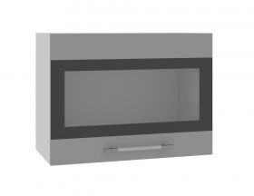 Норд ШВГС 600 Шкаф верхний горизонтальный со стеклом (Софт черный/корпус Белый) в Крутинке - krutinka.katalogmebeli.com | фото