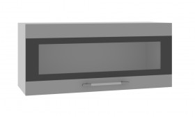 Норд ШВГС 800 Шкаф верхний горизонтальный со стеклом (Софт черный/корпус Белый) в Крутинке - krutinka.katalogmebeli.com | фото
