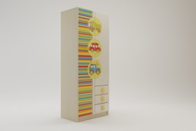 Шкаф 2-х створчатый с ящиками Клаксон (Бежевый/корпус Клен) в Крутинке - krutinka.katalogmebeli.com | фото