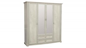 Шкаф для одежды "Сохо" (бетон пайн белый/2 ящика/зеркало) в Крутинке - krutinka.katalogmebeli.com | фото