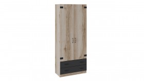 Шкаф для одежды комбинированный «Окланд» (Фон Черный/Дуб Делано) в Крутинке - krutinka.katalogmebeli.com | фото