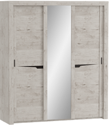 Шкаф трехдверный Соренто с раздвижными дверями Дуб бонифаций/Кофе структурный матовый в Крутинке - krutinka.katalogmebeli.com | фото