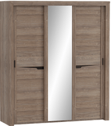 Шкаф трехдверный Соренто с раздвижными дверями Дуб стирлинг/Кофе структурный матовый в Крутинке - krutinka.katalogmebeli.com | фото 1