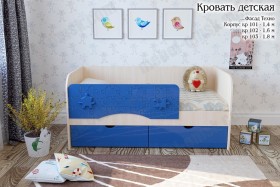 Техно Кровать детская 2 ящика 1.6 Синий глянец в Крутинке - krutinka.katalogmebeli.com | фото